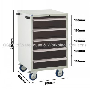 Euroslide Storage Cabinet Mobile 5 Drawers
